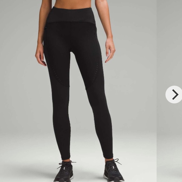 lululemon athletica Pants - Lululemon Black Fleece Cold Weather Outdoor High-Rise Running Tight Leggings 10